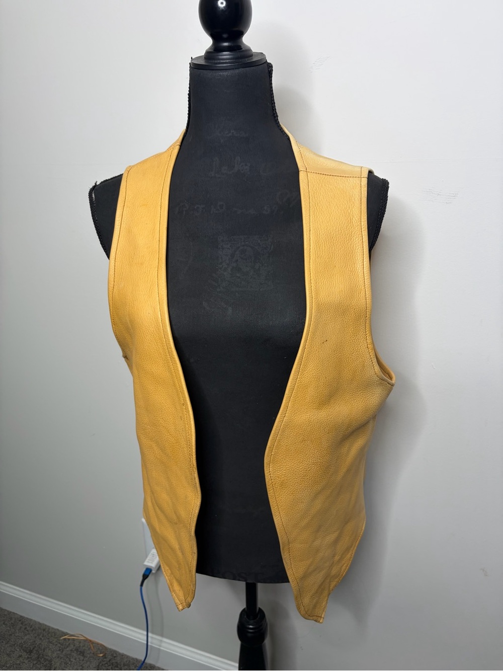 Vintage Y2K tan Leather Vest biker boho